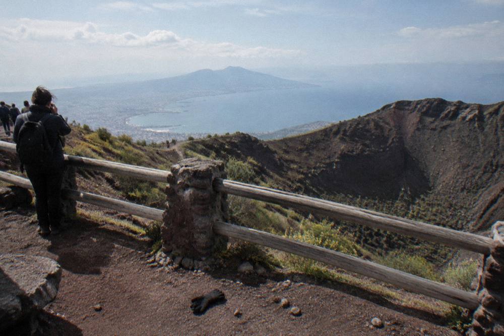 The Bay of Naples seen from the upper Vesuvius slopes under scattered cloud