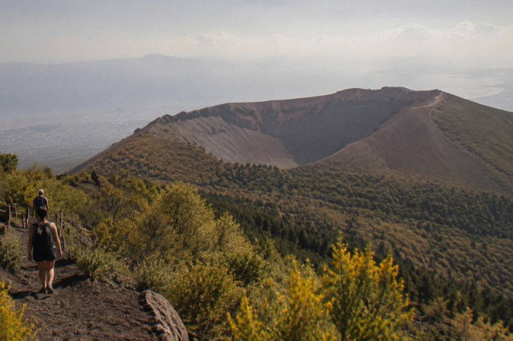 The outer slope of Somma and the inner cone of Vesuvius under afternoon light
